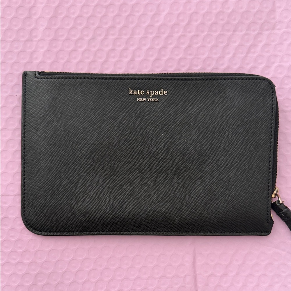 kate spade Black Gold Zip Wallet